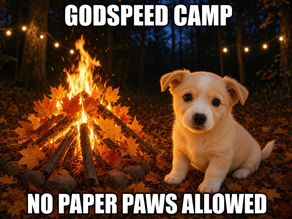 Godspeed camp, no paper paws allowed